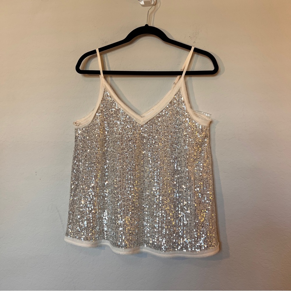 Entro Ivory Sequin Tank Top Small